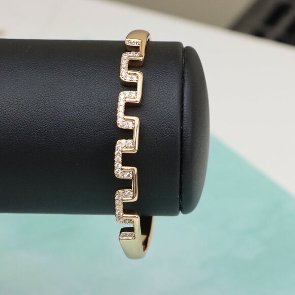 Geometric Rose Gold Bangle with Zig-Zag Diamond Design, XPBL0447 - Picture 8 of 11